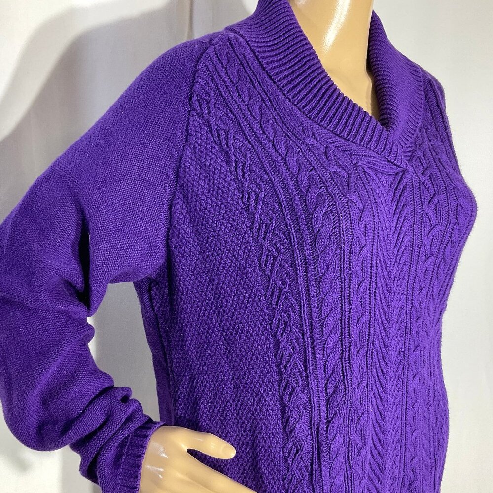 Coldwater Creek Sweater XL Womens Knit Purple Cable Knit